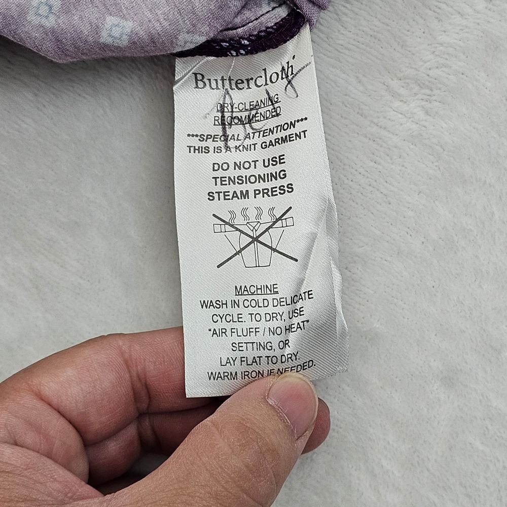 Buttercloth Button Up Shirt Mens 2XL Purple Geometric Knit Stretch Regular Fit - Picture 9 of 9
